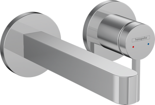 Змішувач Hansgrohe Finoris для раковини настінний з виливом 16,8 см, зі зливним гарнітуром, хром 76051000