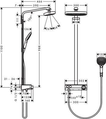 Душевая система Hansgrohe Raindance Select E 300 2jet Showerpipe с термостатом, белый/хром 27126400