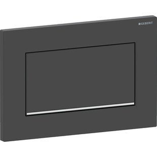 Змивна клавіша Geberit Sigma10 (ex Sigma30) для змивання / зупинки змивання, Square, з кріпленням на гвинтах: Панель й кнопка: черный матовый, фарбований, легко чиститься, Декоративна смуга: глянцевый хром