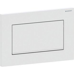 Змивна клавіша Geberit Sigma10 (ex Sigma30) для змивання / зупинки змивання, Square, з кріпленням на гвинтах: Панель й кнопка: білий матовий, фарбований, легко чиститься, Декоративна смуга: глянцевый хром