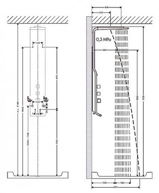 Душова панель з термостатом і регульованою висотою Hansgrohe Raindance Lift 27008400