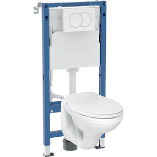 Комплект Geberit Duofix PRO 20, монтажний елемент для підвісного унітазу, 112 см, зі змивним бачком прихованого монтажу Delta 12 см, змивна клавіша Delta01, підвісний унітаз Idol з сидінням: Альпійський білий