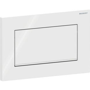 Змивна клавіша Geberit Sigma10 (ex Sigma30) для змивання / зупинки змивання, Square, з кріпленням на гвинтах: Панель й кнопка: білий, Декоративна смуга: глянцевый хром
