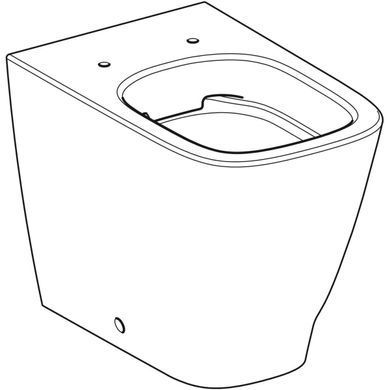 Напольный унитаз Geberit Smyle Square воронкообразный, приставний до стіни, закрита форма, Rimfree: T=54см, Белый