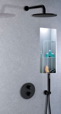 Душевая система с термостатом Paffoni Shower скрытого монтажа на 2 потребителя, верхний душ &Oslash;225 мм (цвет &ndash; черный матовый)