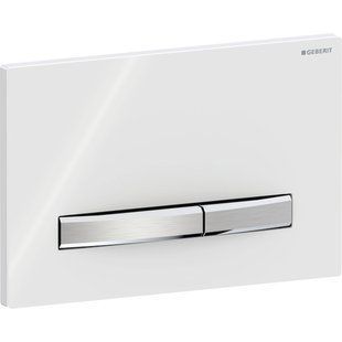 Змивна клавіша Geberit Sigma50 для подвійного змиву, Square, колір металевий хромований: Корпус і кнопки: хромований, Панель: білий