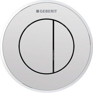 Механізм дистанційного змиву Geberit типу 10, пневматичний, Round, для подвійного змиву, для змивного бачка прихованого монтажу Sigma 8 см, клавіша прихованого монтажу: Кільце й кнопки: глянцевый хром, Декоративне кільце: матовий хром