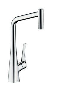 Змішувач для кухні Hansgrohe Metris одноважільний з висувним душем хром 14820000, Хром