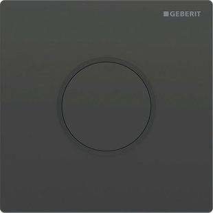 Система електронного керування змиванням пісуара Geberit, живлення від батарей, захисна панель типу 10, Round: Панель: чорний, Декоративне кільце: чорне матове