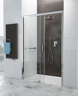 Душові двері в нішу розсувні 2-хелементні 100см  D2L/FREEZONE-100-S sb W0 профіль хром, скло прозоре