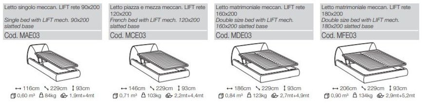 Кровать Le Comfort Belmondo (ширина от 90 до 206 см) матеріал на вибір (сірий)