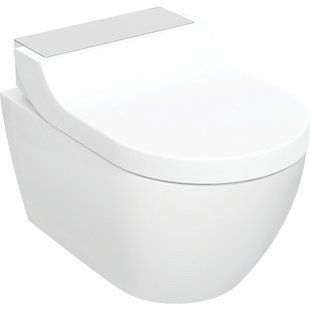 Підвісний унітаз-біде Geberit AquaClean Tuma Comfort: Керамічний унітаз:білий / KeraTect, Верхня декоративна панель: Нержавіюча сталь матова