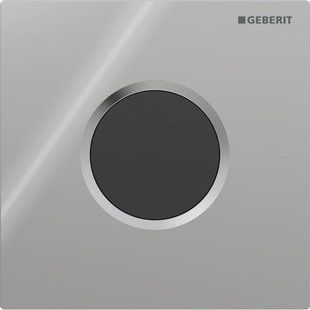 Система електронного керування змиванням пісуара Geberit, живлення від мережі, захисна панель типу 01, Round: Глянцевий хром