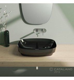 Умывальник Catalano GREEN LUX 60см накладной или полу-встроенный без площадки под смеситель, черный 160AGRLXNE