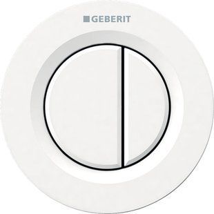 Механізм дистанційного змиву Geberit типу 01, пневматичний, Round, для подвійного змиву, для змивного бачка прихованого монтажу Sigma 8 см, клавіша прихованого монтажу: Білий
