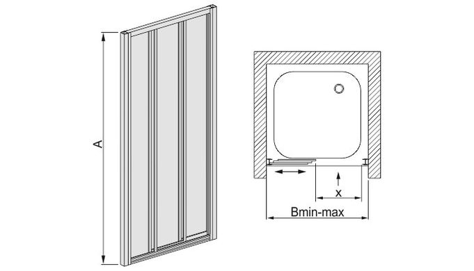 Душові двері розсувні 3-хсекційні Sanplast DTR-c-80-S W4