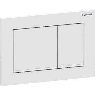 Змивна клавіша Geberit Omega20 (ex Omega30) для подвійного змиву, Square: Панель й кнопки: білий матовий, фарбований, легко чиститься, Декоративна смуга: білий