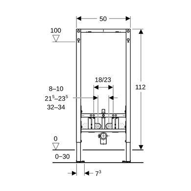 Монтажний елемент Geberit Duofix для біде, 112 см: 50x8см,