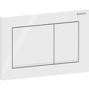 Змивна клавіша Geberit Omega20 (ex Omega30) для подвійного змиву, Square: Панель й кнопки: білий, Декоративна смуга: білий матовий