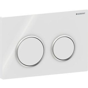 Змивна клавіша Geberit Omega20 для подвійного змиву, Round: Панель й кнопки: білий, Декоративне кільце: глянцевий хром