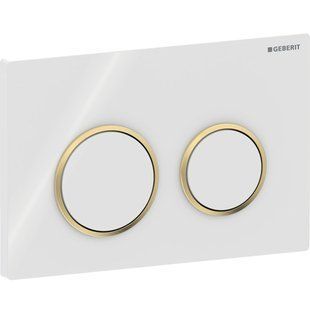 Змивна клавіша Geberit Omega20 для подвійного змиву, Round: Панель й кнопки: білий, Декоративні кільця: позолота