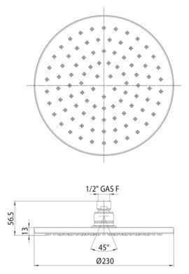 BOSSINI Верхній душ COSMO &Oslash; 230 mm з латуні та тримачем &Oslash; 28 mm x 350 mm x 1/2 M