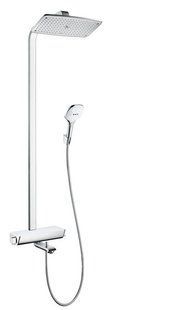 Душова система Hansgrohe Raindance Select E 360 Showerpipe з термостатом для ванни, білий/хром 27113400, Хром/білий