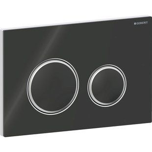 Змивна клавіша Geberit Sigma50 (ex Sigma21) для подвійного змиву, Round, колір металевий хромований: Корпус і декоративні кільця: хромований, Панель і кнопки: чорний