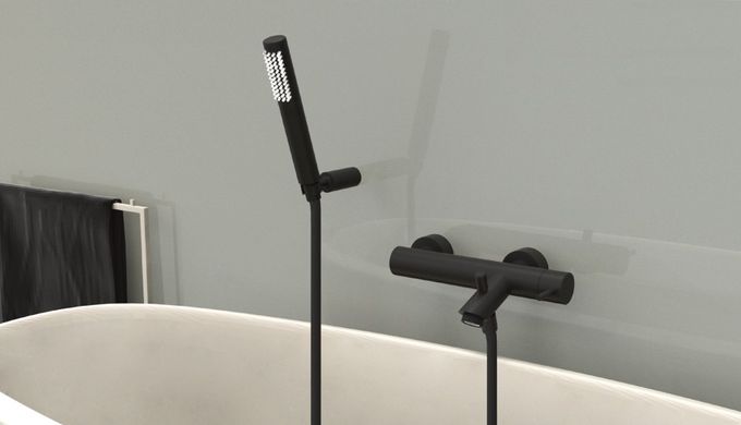 Змішувач Paffoni Light для ванны з душовим гарнітуром чорний матовий, LIG023NO